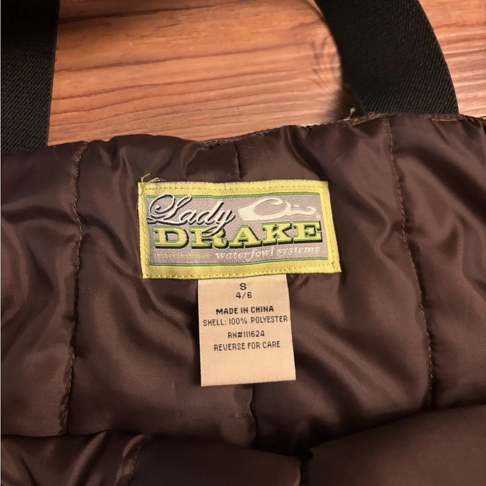 Lady Drake Women’s Waterfowl Bibs Fleece Lined Camo Outdoor Hunting Pants Size S - Picture 3 of 3
